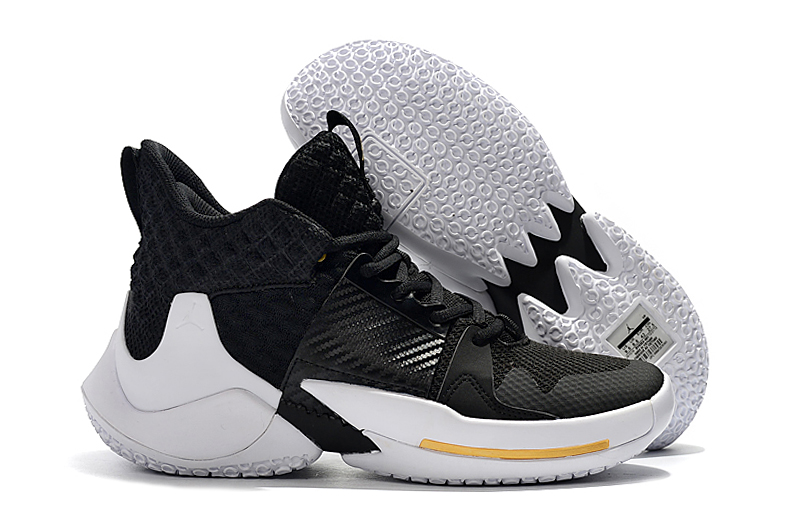 Jordan Why Not Zer0.2 Black White Gold Shoes - Click Image to Close